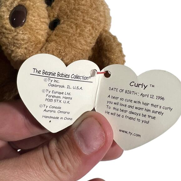 Vintage 1996 Ty Beanie Baby Curly Bear Original Tags Mint Condition - Picture 3 of 3